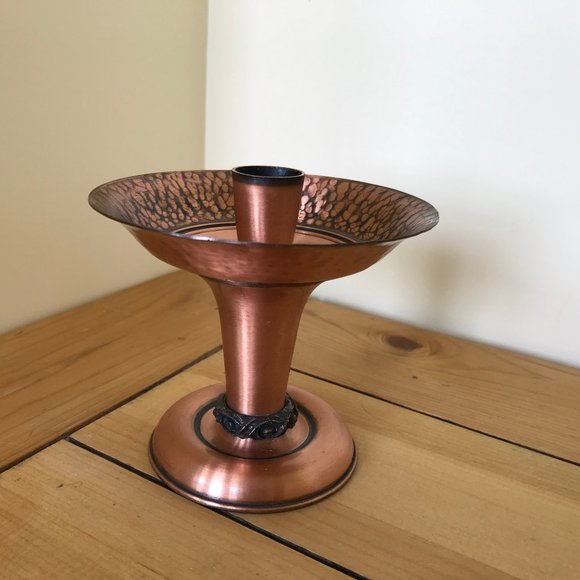 Fantasy Copper Candle Holder with Wax Catcher Vintage Made in Canada Candlestick - Picture 4 of 6